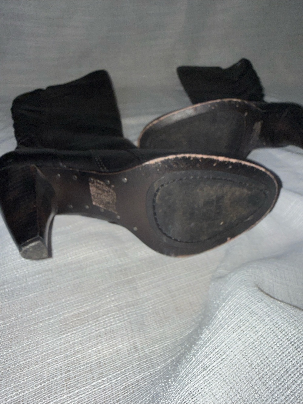 Frye Black Leather Mid-Calf Heeled Boots - Picture 3 of 7